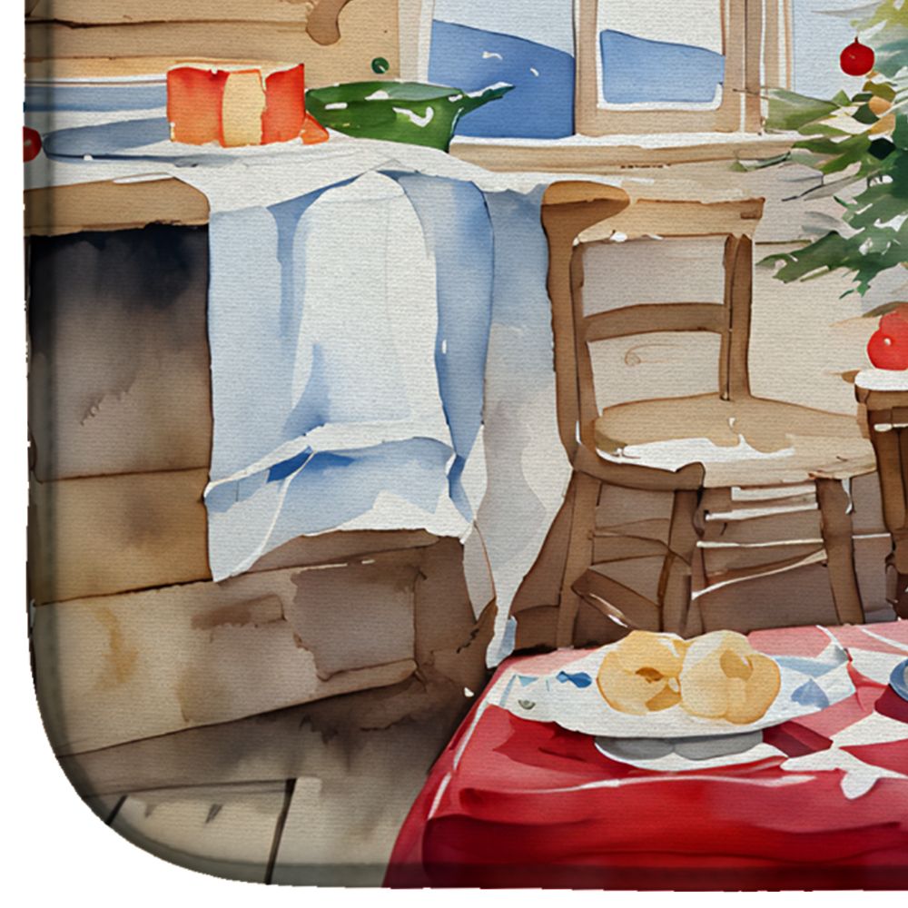 Coton De Tulear Christmas Cookies Dish Drying Mat Absorbent Dish Drying Mat Pad for Kitchen Counter Dish Drainer Mat for Countertop, 14 x 21", Multicolor