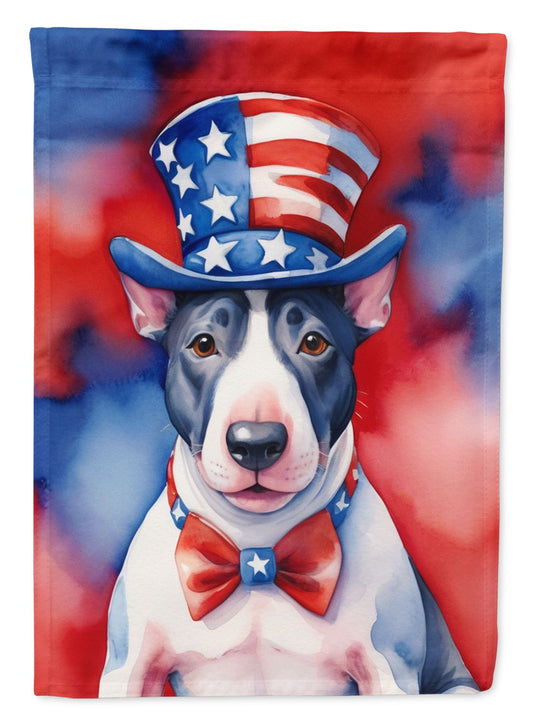 English Bull Terrier Patriotic American House Flag Large Porch Sleeve Pole Decorative Outside Yard Banner Artwork Wall Hanging, Polyester, House Size, Multicolor
