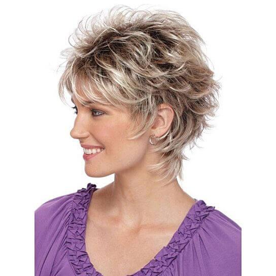Women Fashion Short Haircut Shag Short Curly Ombre Wig with Cap Party Club - Clothes For Her Online Store