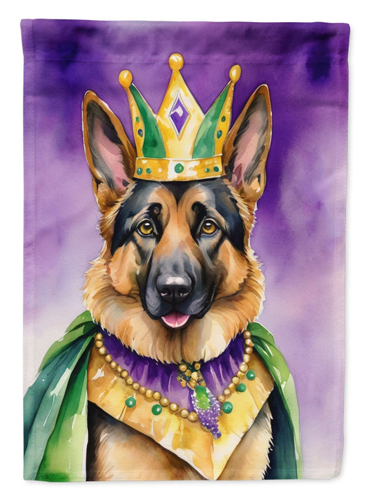 German Shepherd King of Mardi Gras Garden Flag Mailbox Flag Decorative Yard Flag Banner Outside Patio Artwork Yard Flower Beds, Garden Size, Multicolor
