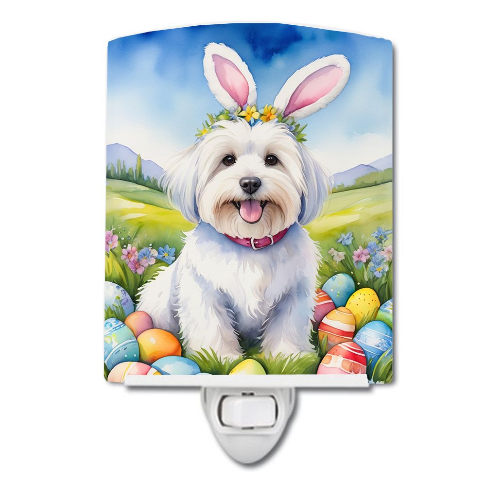 NEW Coton de Tulear Easter Egg Hunt Ceramic Night Light Compact, UL-Certified, Ideal for Bedroom, Bathroom, Nursery, Hallway, Kitchen, 6x4x3, Multicolor
