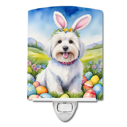 NEW Coton de Tulear Easter Egg Hunt Ceramic Night Light Compact, UL-Certified, Ideal for Bedroom, Bathroom, Nursery, Hallway, Kitchen, 6x4x3, Multicolor