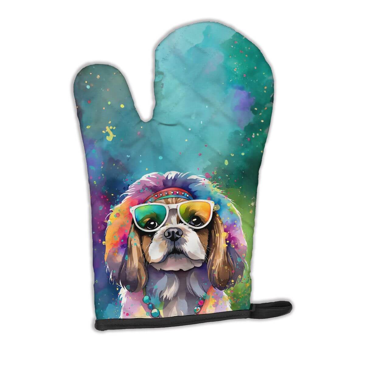 Shih Tzu Hippie Dawg Oven Mitt Heat Resistant Thick Oven Mitt for Hot Pans and Oven, Kitchen Mitt Protect Hands, Cooking Baking Glove