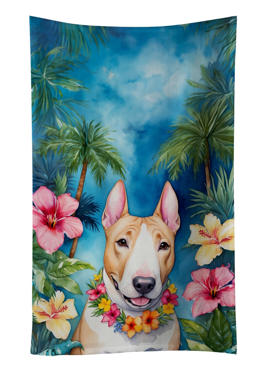 NEW English Bull Terrier Luau Kitchen Towel Dish Cloths Guest Hand Towel Decorative Bathroom Towel for Face,Tea, Dishcloth, Kitchen and Bath