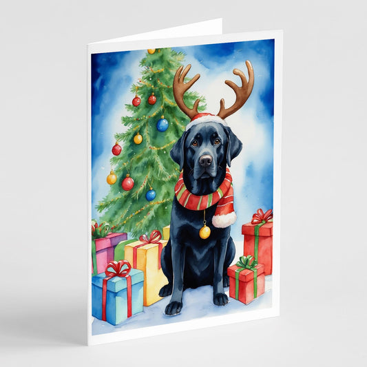 Black Labrador Retriever Christmas Reindeer Greeting Cards Pack of 8 Blank Cards with Envelopes Whimsical A7 Size 5x7 Blank Note Cards