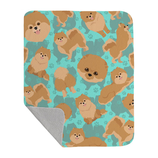 Orange Pomeranian Quilted Blanket 50x60 Artwork Pattern Quilted Throw Blanket for Bed, Couch, Sofa, Soft and Lightweight