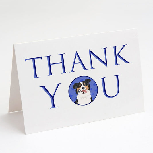 Australian Shepherd Black Tricolor #2 Thank You Greeting Cards Pack of 8 Blank Cards with Envelopes Whimsical A7 Size 5x7 Blank Note Cards