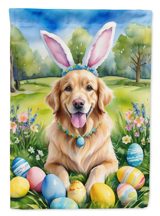 Golden Retriever Easter Egg Hunt House Flag Large Porch Sleeve Pole Decorative Outside Yard Banner Artwork Wall Hanging, Polyester, House Size, Multicolor