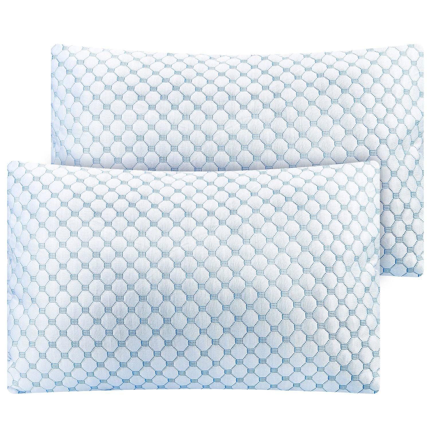 Cooling Memory Foam Pillow Ventilated Soft Bed Pillow w/ Cooling Gel Infused Memory Foam 2Pcs Queen Size - Clothes For Her Online Store