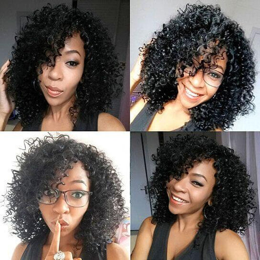 Women Fashion African Black Short Curly Wavy Hair Heat Resistant Wig Hairpiece - Clothes For Her Online Store