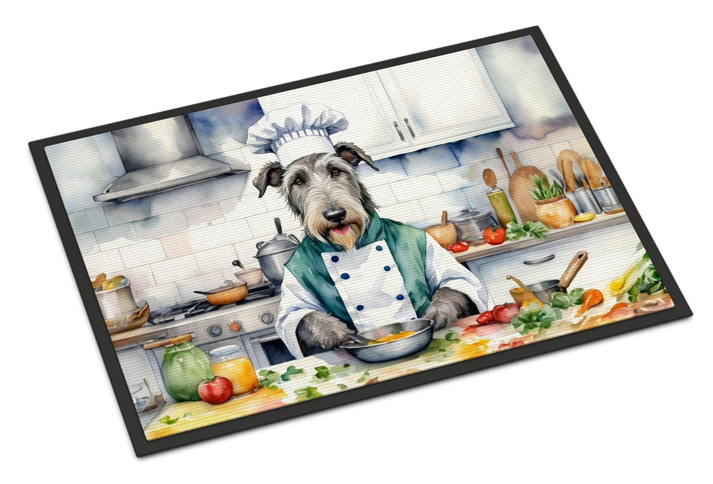 Irish Wolfhound The Chef Doormat Front Door Mat Indoor Outdoor Rugs for Entryway, Non Slip Washable Low Pile, 24H X 36W