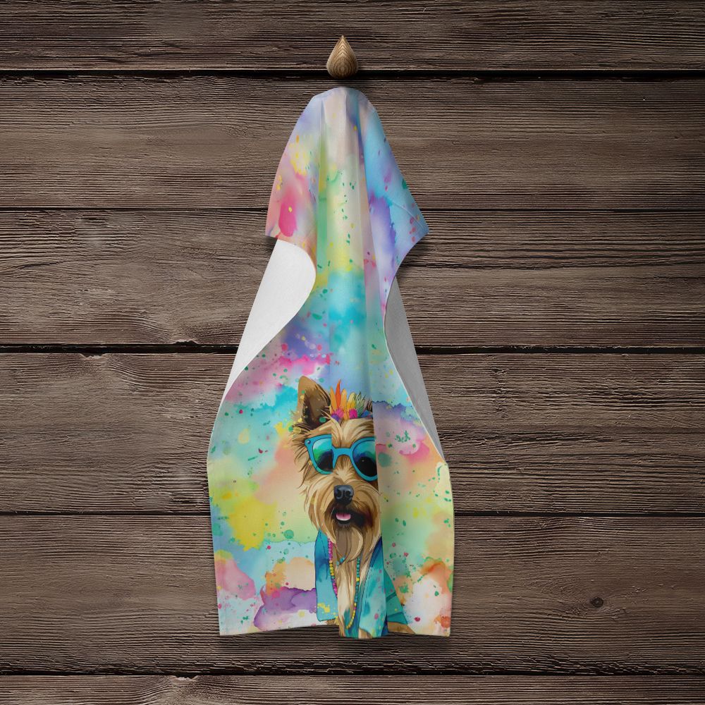 Cairn Terrier Hippie Dawg Kitchen Towel Dish Cloths Guest Hand Towel Decorative Bathroom Towel for Face,Tea, Dishcloth, Kitchen and Bath