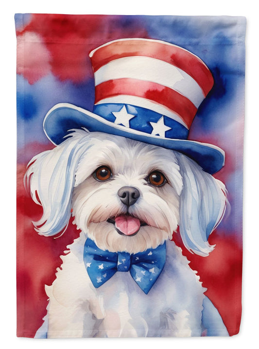 Maltese Patriotic American House Flag Large Porch Sleeve Pole Decorative Outside Yard Banner Artwork Wall Hanging, Polyester, House Size, Multicolor