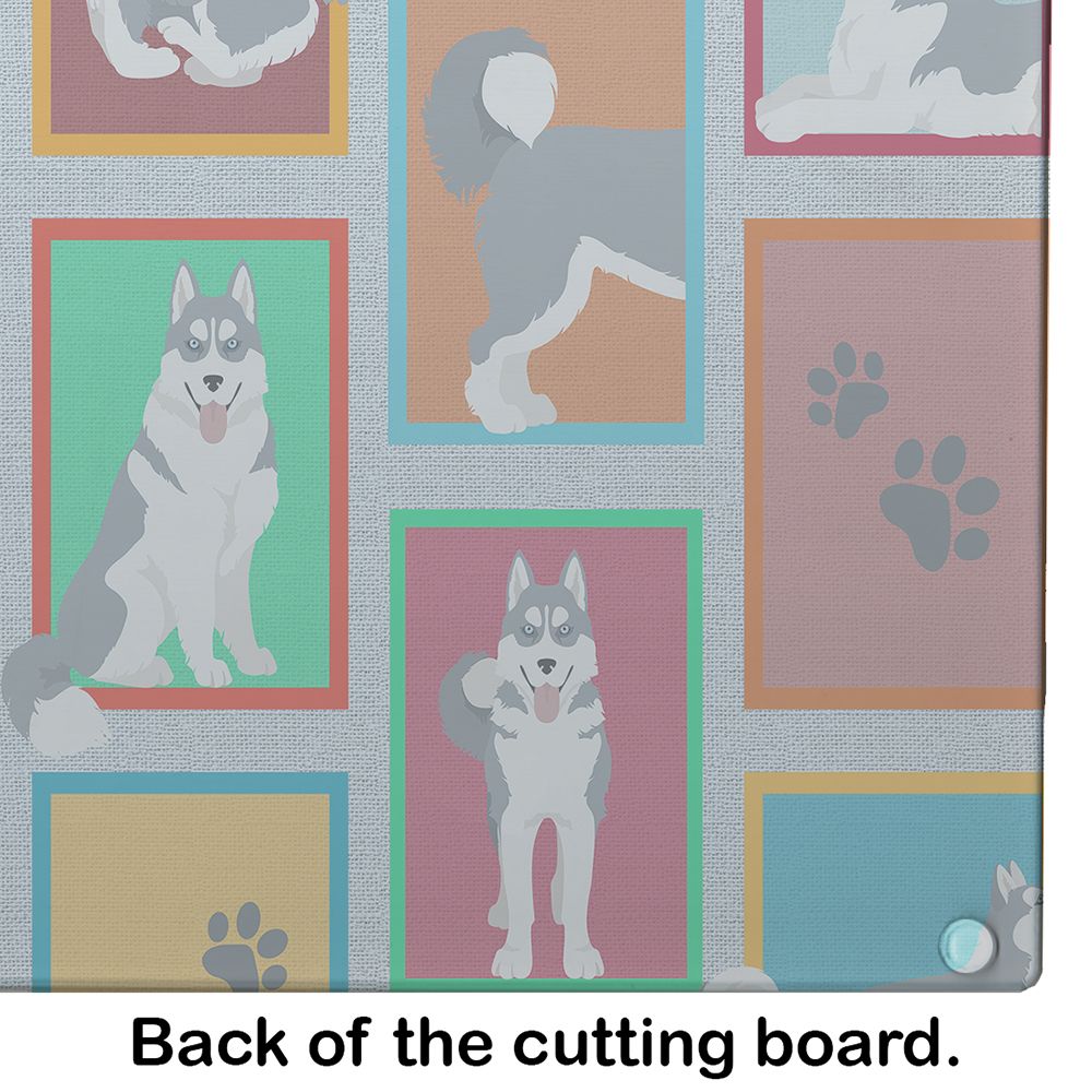NEW Lots of Grey Siberian Husky Glass Cutting Board Decorative Tempered Glass Kitchen Cutting and Serving Board Large Size Chopping Board