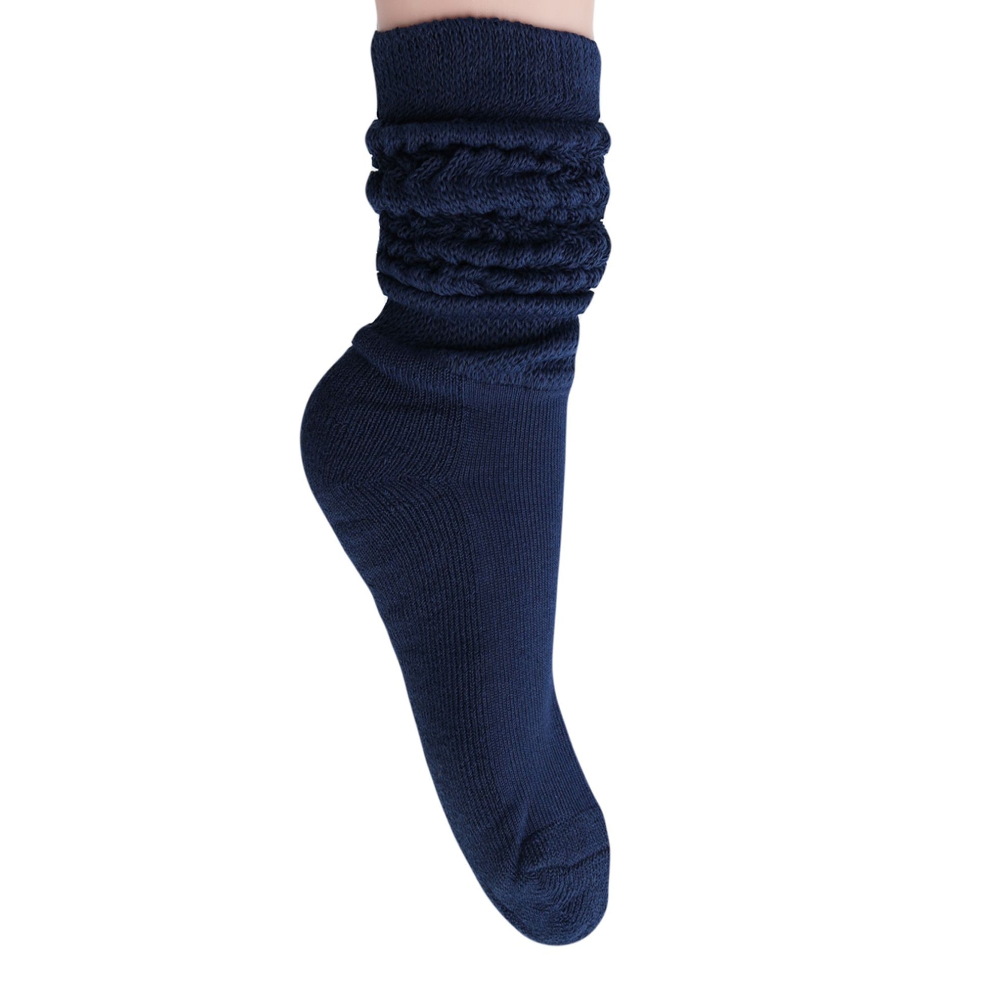 Women's Extra Long Slouch Scrunch Socks Knee High, Cotton Blend, Pack of 2, Fits Shoe Sizes 5-10, 80s Style, 28 Colors