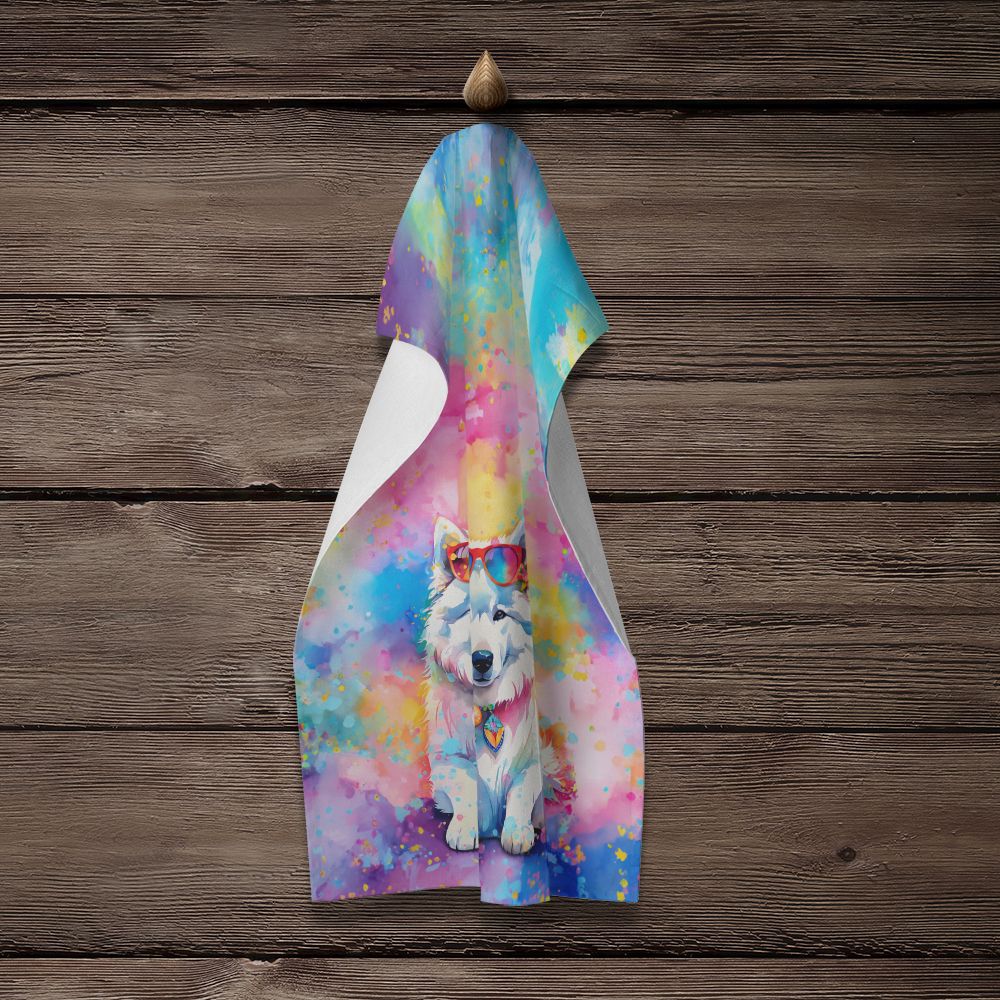 Samoyed Hippie Dawg Kitchen Towel Dish Cloths Guest Hand Towel Decorative Bathroom Towel for Face,Tea, Dishcloth, Kitchen and Bath