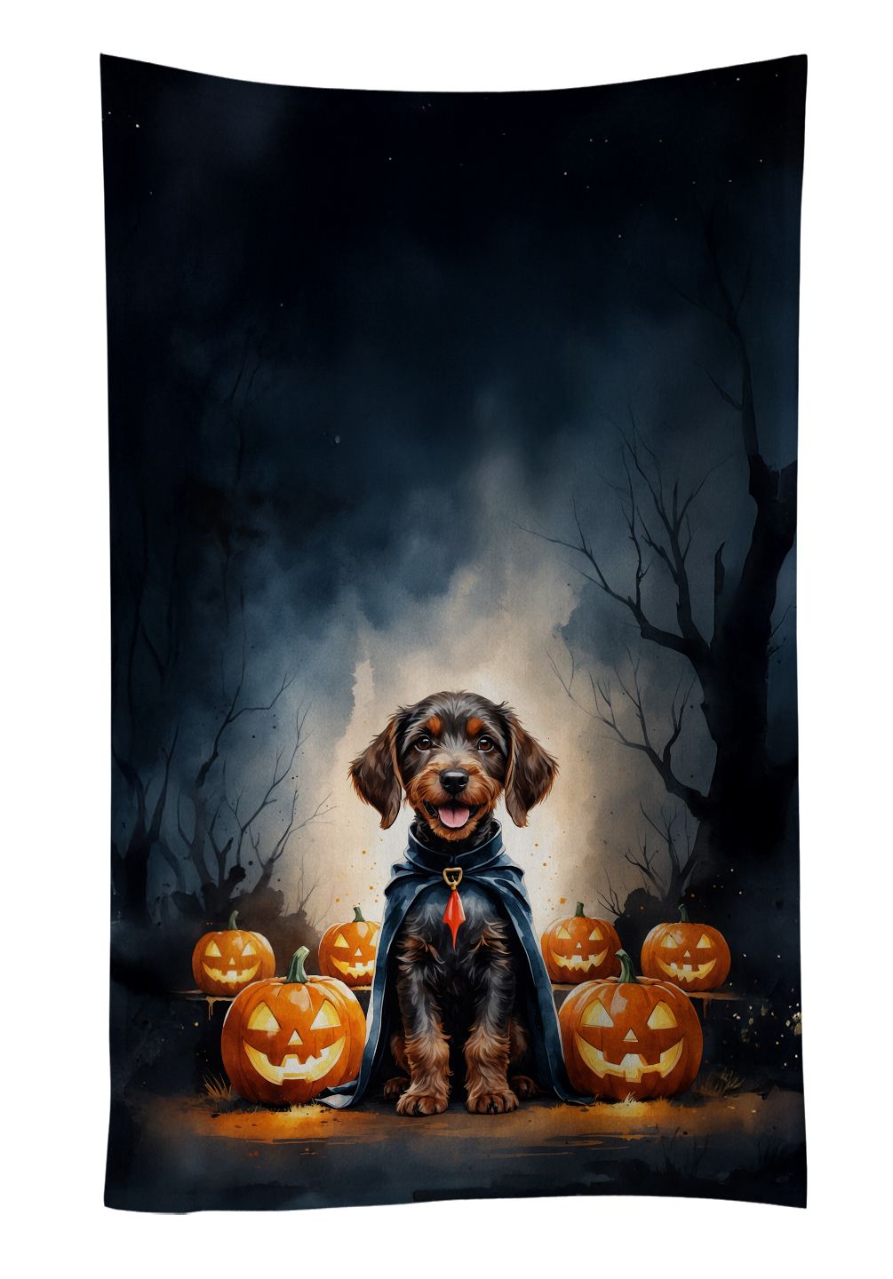 German Wirehaired Pointer Puppy Halloween Kitchen Towel Dish Cloths Guest Hand Towel Decorative Bathroom Towel for Face,Tea, Dishcloth, Kitchen and Bath