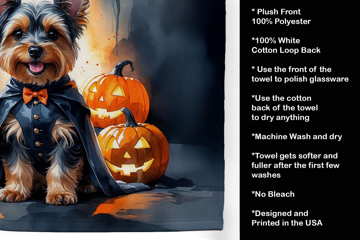 Yorkshire Terrier Yorkie Puppy Halloween Kitchen Towel Dish Cloths Guest Hand Towel Decorative Bathroom Towel for Face,Tea, Dishcloth, Kitchen and Bath