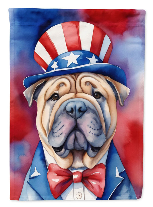 Shar Pei Patriotic American Garden Flag Mailbox Flag Decorative Yard Flag Banner Outside Patio Artwork Yard Flower Beds, Garden Size, Multicolor