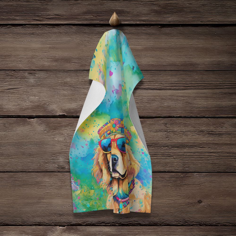 Golden Retriever Hippie Dawg Kitchen Towel Dish Cloths Guest Hand Towel Decorative Bathroom Towel for Face,Tea, Dishcloth, Kitchen and Bath