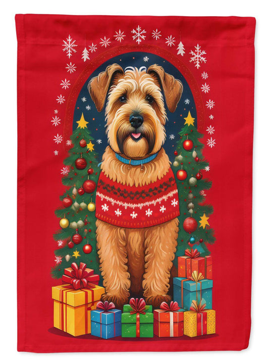 Wheaten Terrier Holiday Christmas Garden Flag Mailbox Flag Decorative Yard Flag Banner Outside Patio Artwork Yard Flower Beds, Garden Size, Multicolor
