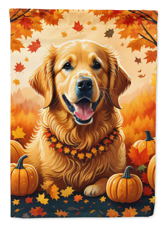 Golden Retriever Fall House Flag Large Porch Sleeve Pole Decorative Outside Yard Banner Artwork Wall Hanging, Polyester, House Size, Multicolor