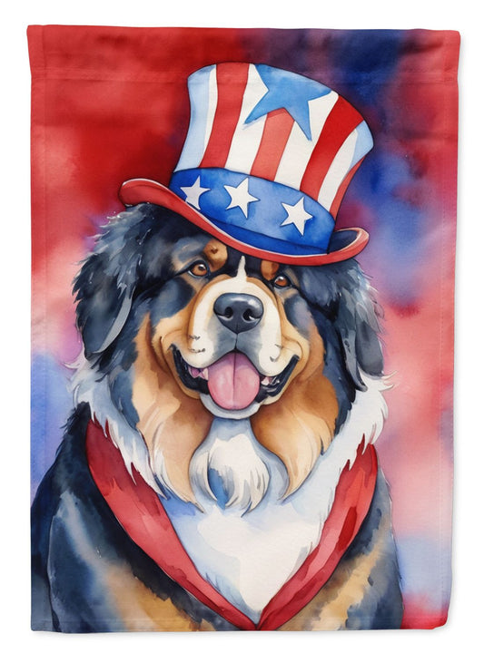 Tibetan Mastiff Patriotic American House Flag Large Porch Sleeve Pole Decorative Outside Yard Banner Artwork Wall Hanging, Polyester, House Size, Multicolor