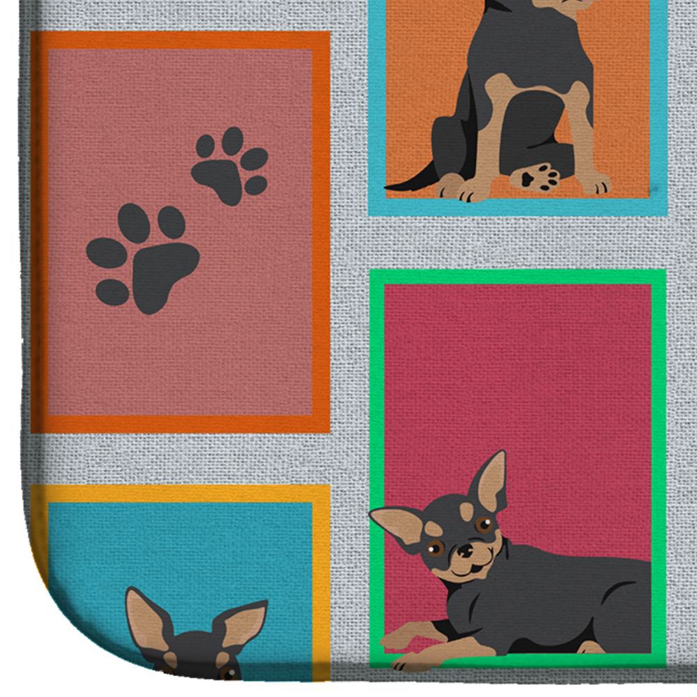 Lots of Black and Tan Chihuahua Dish Drying Mat Absorbent Dish Drying Mat Pad for Kitchen Counter Dish Drainer Mat for Countertop, 14 x 21", Multicolor