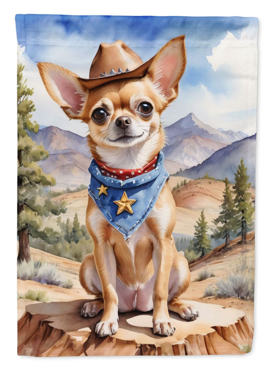 Chihuahua Cowboy Welcome House Flag Large Porch Sleeve Pole Decorative Outside Yard Banner Artwork Wall Hanging, Polyester, House Size, Multicolor