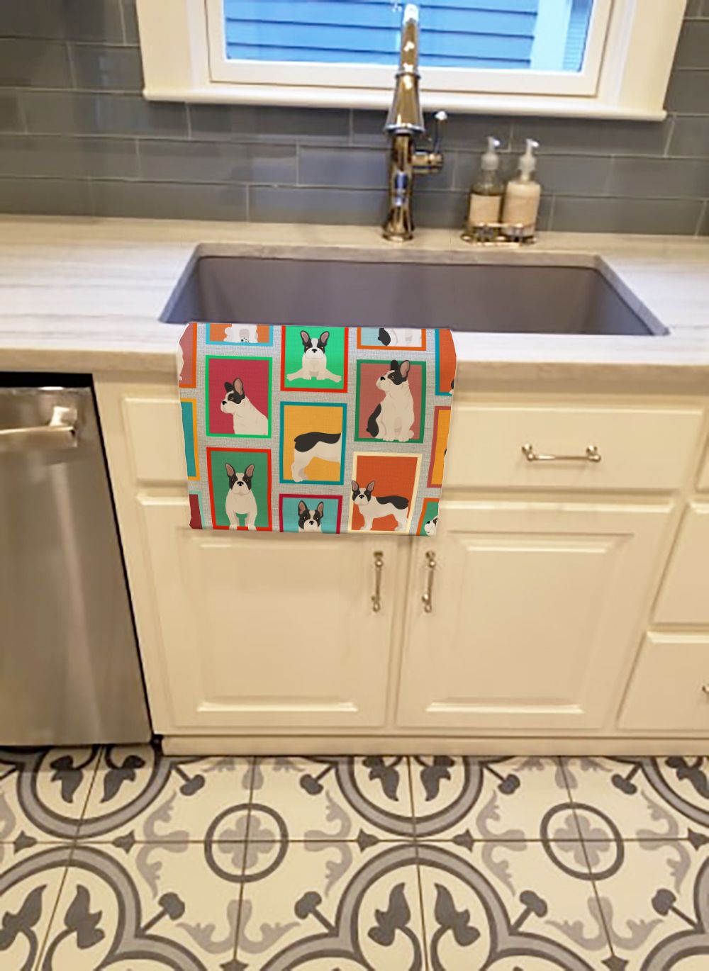 Lots of Black and White French Bulldog Kitchen Towel Dish Cloths Guest Hand Towel Decorative Bathroom Towel for Face,Tea, Dishcloth, Kitchen and Bath