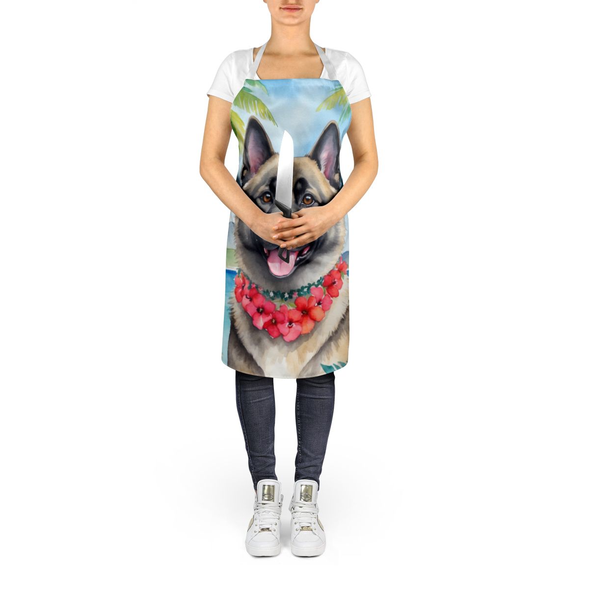 Norwegian Elkhound Luau Apron Cooking Kitchen Server Baking Crafts Gardening for Adult Women Men, Unisex, Large, Multicolor