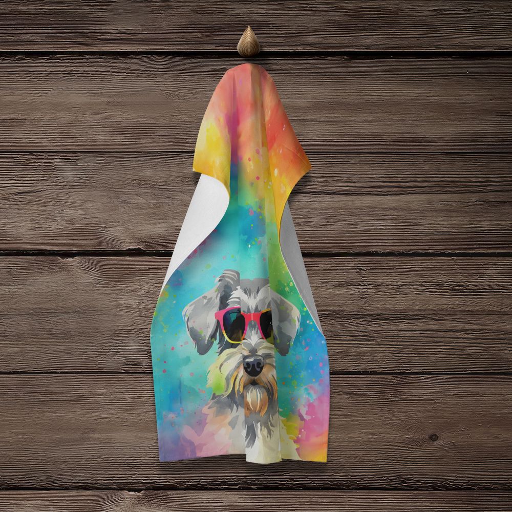 Schnauzer Hippie Dawg Kitchen Towel Dish Cloths Guest Hand Towel Decorative Bathroom Towel for Face,Tea, Dishcloth, Kitchen and Bath
