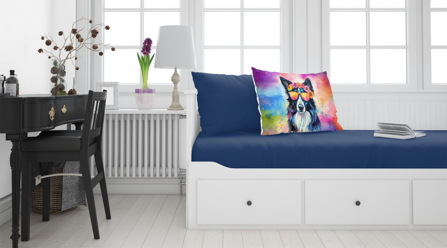 Border Collie Hippie Dawg Standard Pillowcase Lightweight Super Soft Easy Care Decorative Artwork Pillowcase, Standard