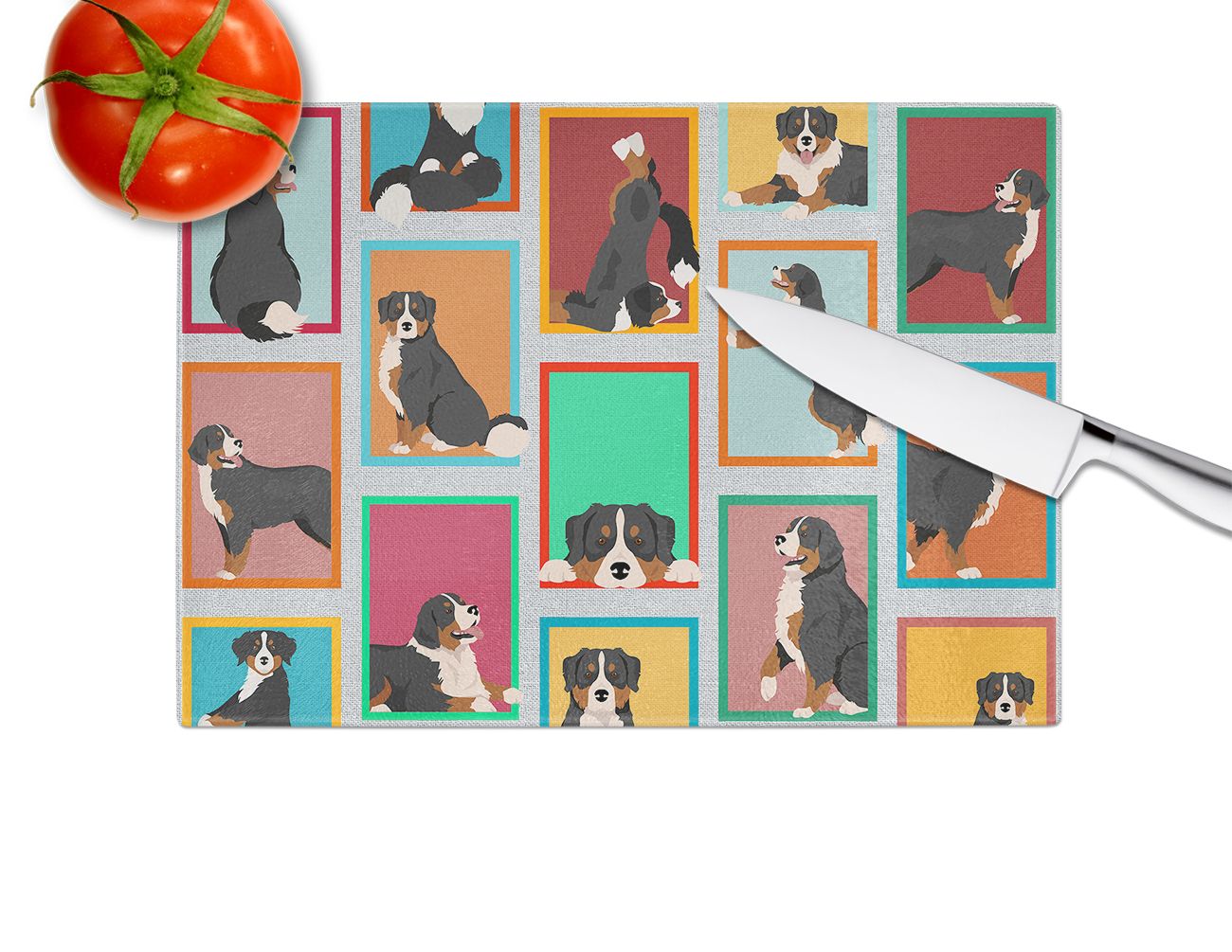 NEW Lots of Bernese Mountain Dog Glass Cutting Board Decorative Tempered Glass Kitchen Cutting and Serving Board Large Size Chopping Board