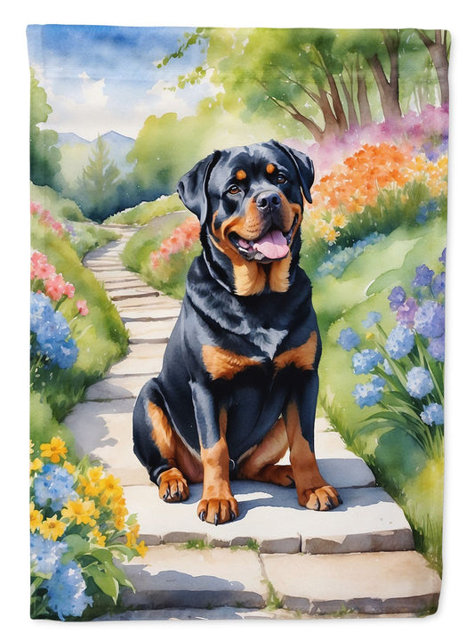 Rottweiler Spring Path Garden Flag Mailbox Flag Decorative Yard Flag Banner Outside Patio Artwork Yard Flower Beds, Garden Size, Multicolor