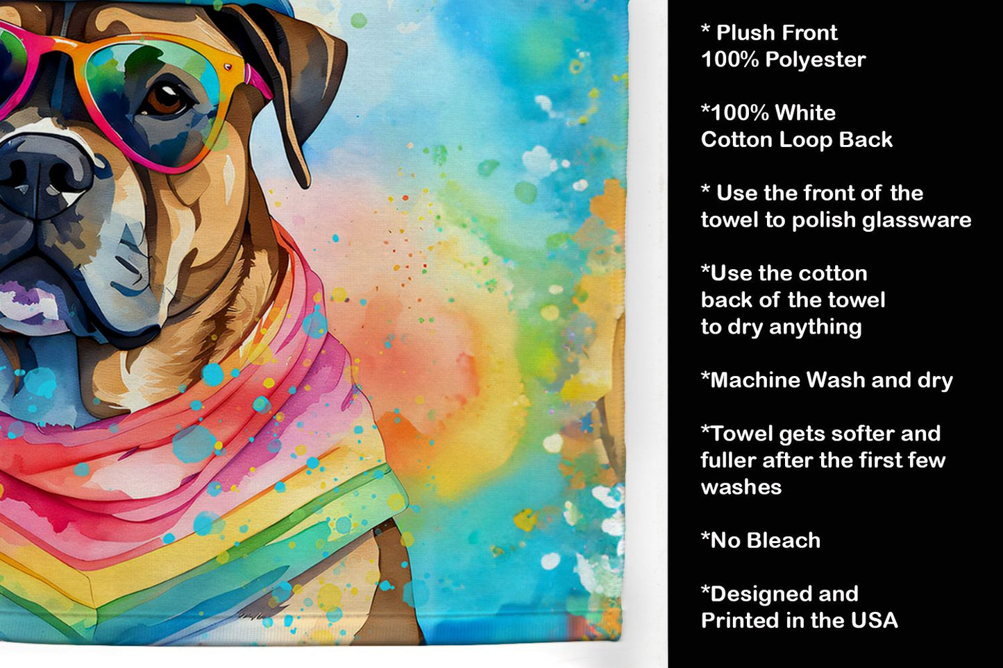 Cane Corso Hippie Dawg Kitchen Towel Dish Cloths Guest Hand Towel Decorative Bathroom Towel for Face,Tea, Dishcloth, Kitchen and Bath