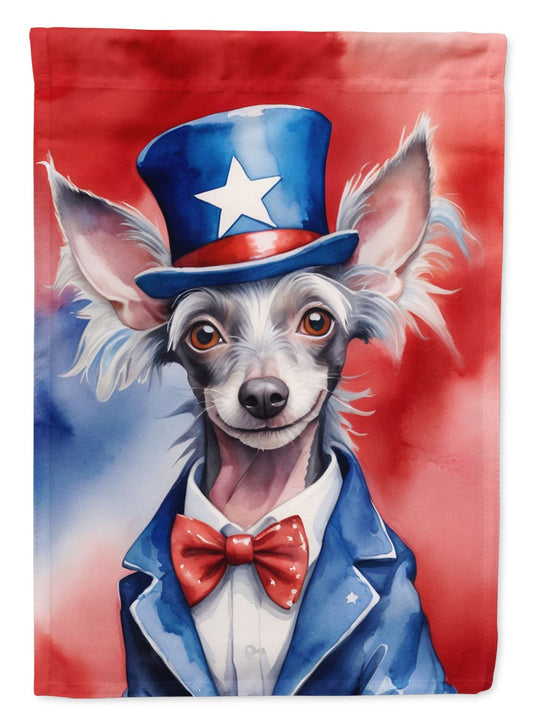 Chinese Crested Patriotic American House Flag Large Porch Sleeve Pole Decorative Outside Yard Banner Artwork Wall Hanging, Polyester, House Size, Multicolor