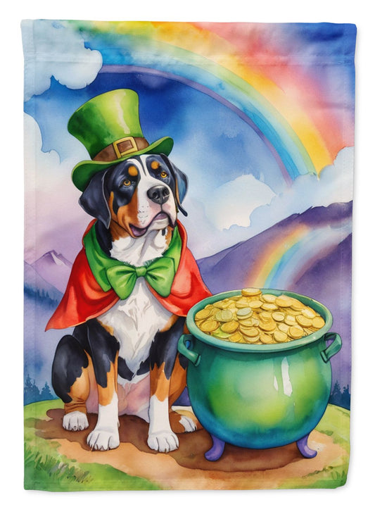 Greater Swiss Mountain Dog St Patrick's Day House Flag Large Porch Sleeve Pole Decorative Outside Yard Banner Artwork Wall Hanging, Polyester, House Size, Multicolor