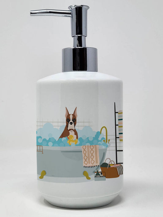 Red Fawn Boxer Ceramic Soap Dispenser Hand Soap Dispenser Pump Bottles for Bathroom Kitchen, Empty Refillable Liquid Soap Container