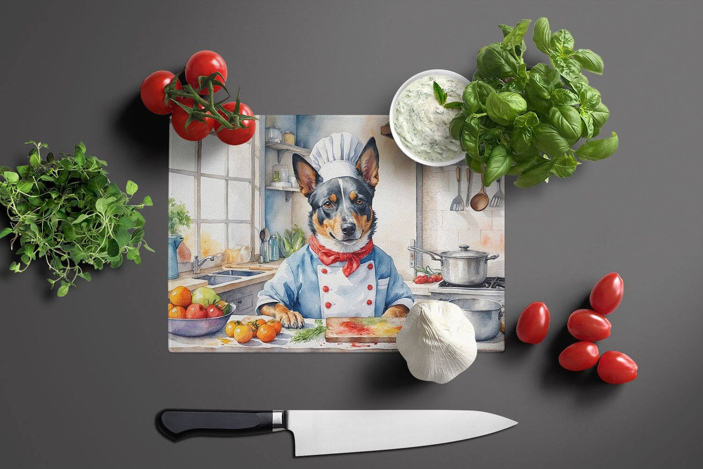 NEW Australian Cattle Dog The Chef Glass Cutting Board Decorative Tempered Glass Kitchen Cutting and Serving Board Large Size Chopping Board