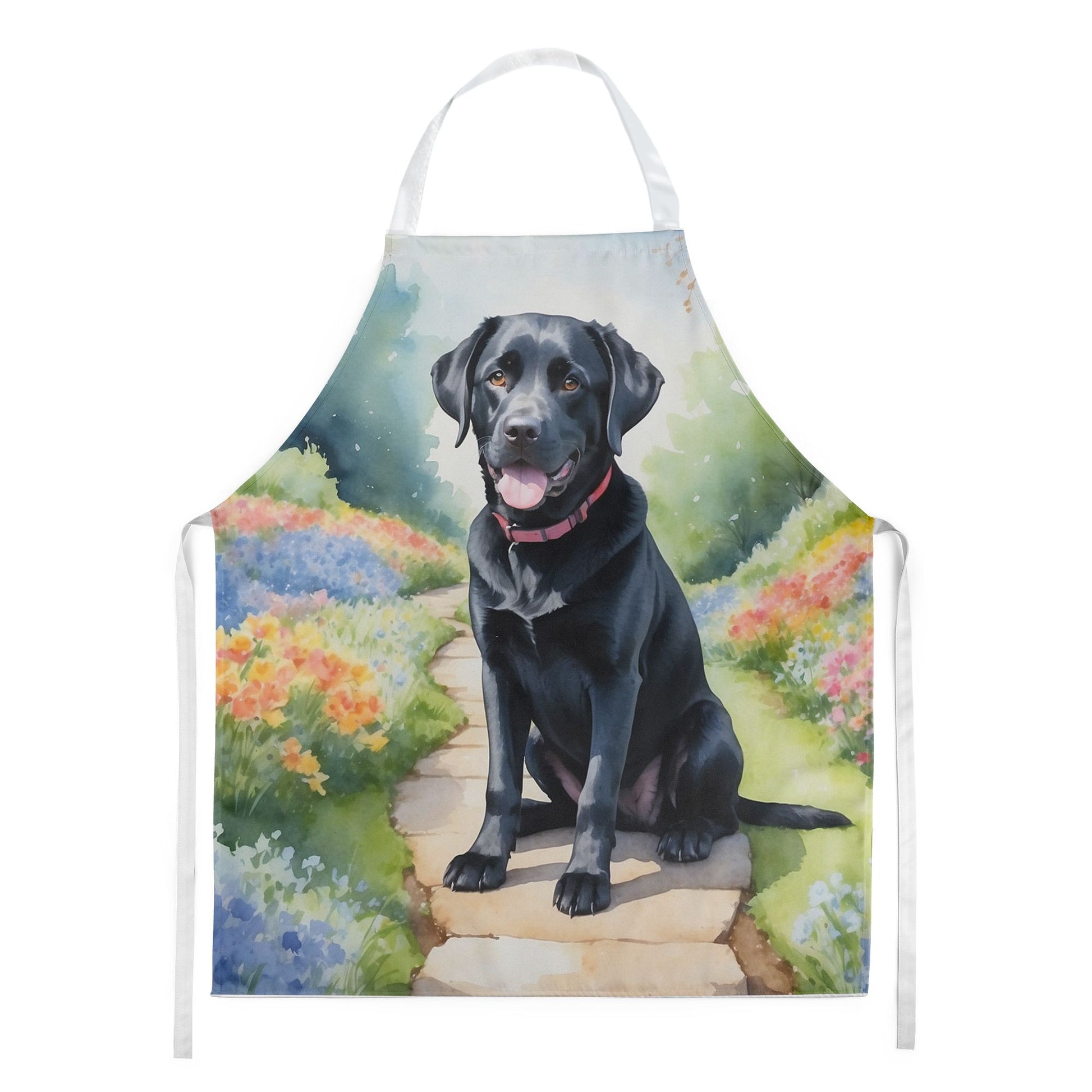 Labrador Retriever Spring Path Apron Cooking Kitchen Server Baking Crafts Gardening for Adult Women Men, Unisex, Large, Multicolor