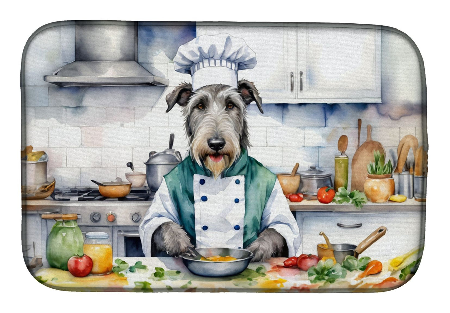 Irish Wolfhound The Chef Dish Drying Mat Absorbent Dish Drying Mat Pad for Kitchen Counter Dish Drainer Mat for Countertop, 14 x 21", Multicolor
