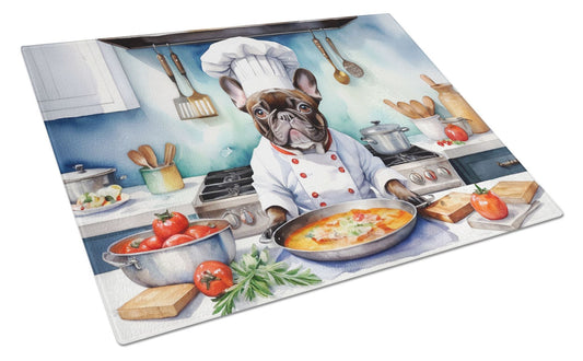 NEW French Bulldog The Chef Glass Cutting Board Decorative Tempered Glass Kitchen Cutting and Serving Board Large Size Chopping Board