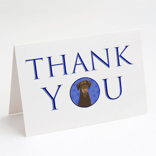 Doberman Pinscher Red and Rust Natural Ears #2 Thank You Greeting Cards Pack of 8 Blank Cards with Envelopes Whimsical A7 Size 5x7 Blank Note Cards