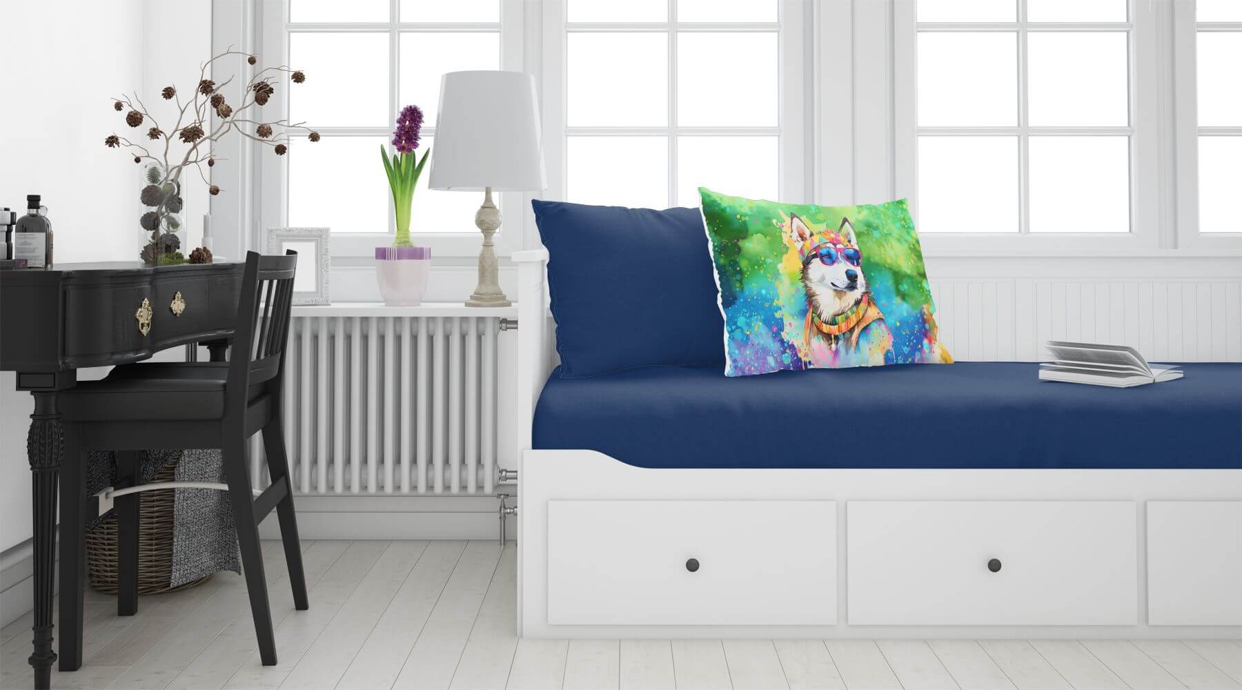Siberian Husky Hippie Dawg Standard Pillowcase Lightweight Super Soft Easy Care Decorative Artwork Pillowcase, Standard