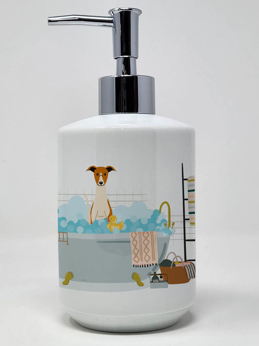 Whippet in Bathtub Ceramic Soap Dispenser Hand Soap Dispenser Pump Bottles for Bathroom Kitchen, Empty Refillable Liquid Soap Container