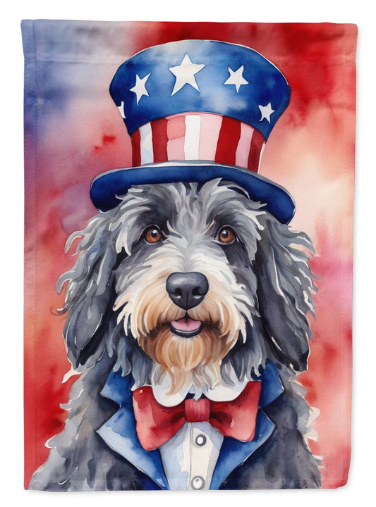 Bergamasco Sheepdog Patriotic American House Flag Large Porch Sleeve Pole Decorative Outside Yard Banner Artwork Wall Hanging, Polyester, House Size, Multicolor