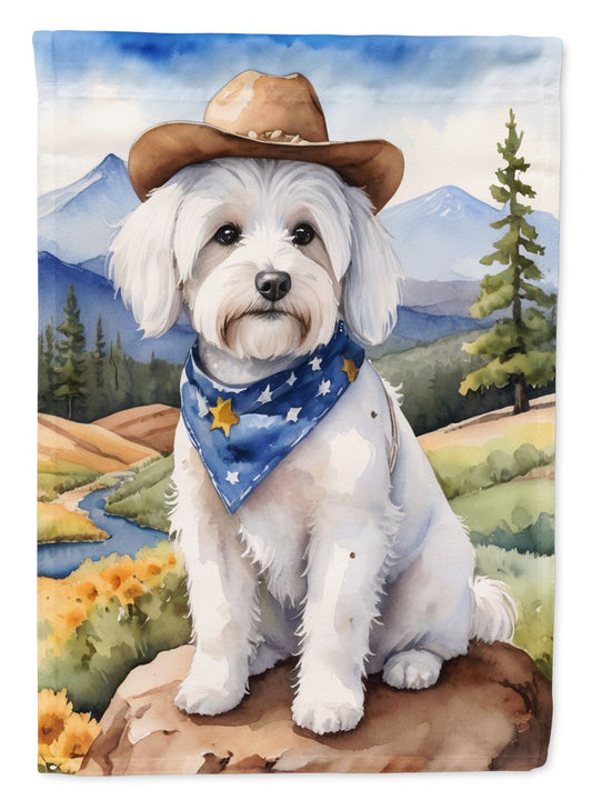 Coton de Tulear Cowboy Welcome House Flag Large Porch Sleeve Pole Decorative Outside Yard Banner Artwork Wall Hanging, Polyester, House Size, Multicolor