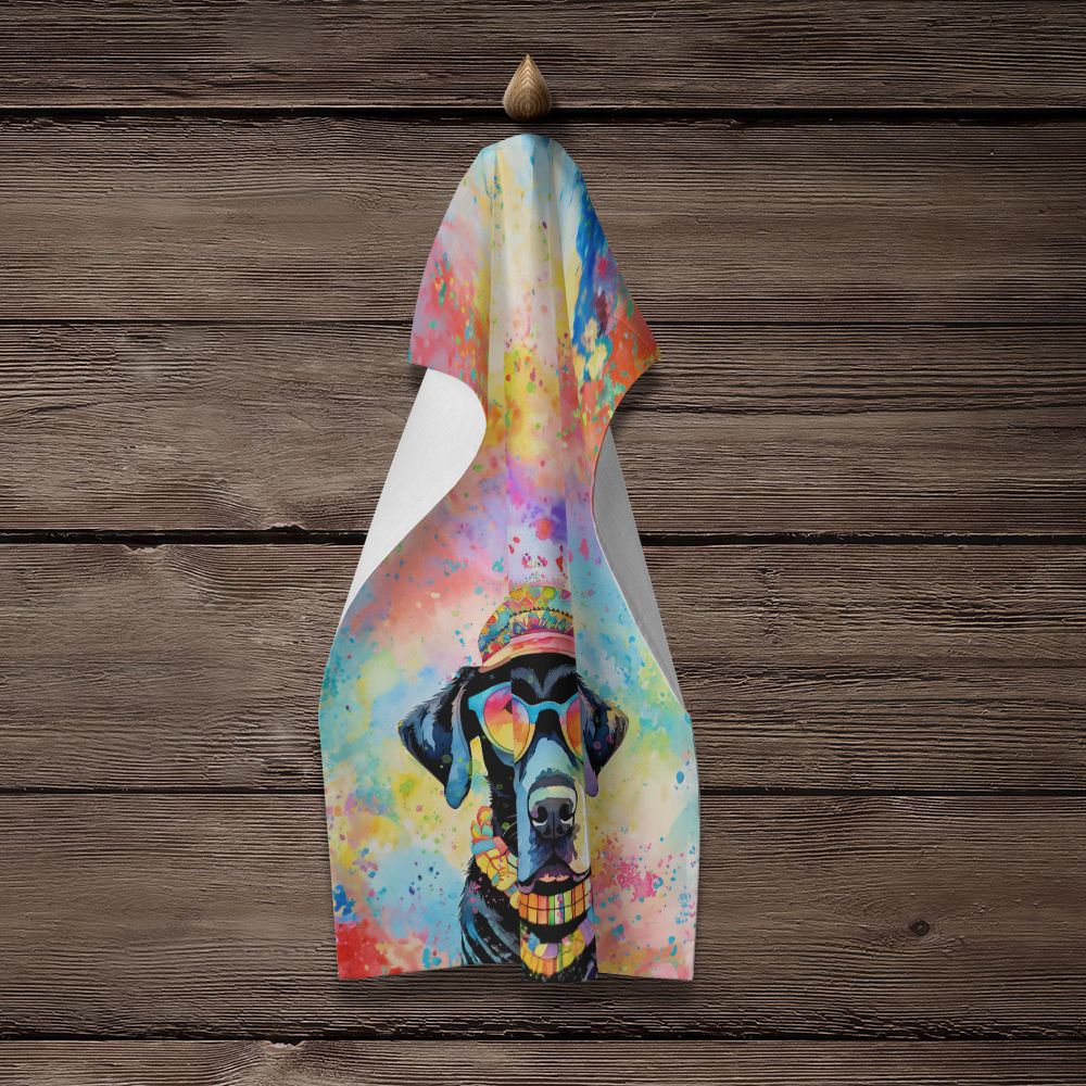 Black Labrador Hippie Dawg Kitchen Towel Dish Cloths Guest Hand Towel Decorative Bathroom Towel for Face,Tea, Dishcloth, Kitchen and Bath
