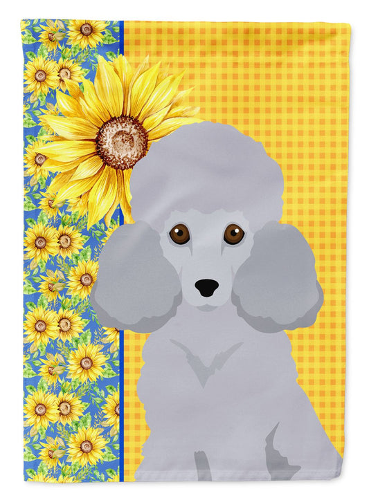 Summer Sunflowers Toy Silver Poodle Garden Flag Mailbox Flag Decorative Yard Flag Banner Outside Patio Artwork Yard Flower Beds, Garden Size, Multicolor